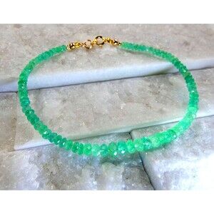 Natural Emerald Bracelet Handmade Gold Fill Columbian Emeralds May Birthstone